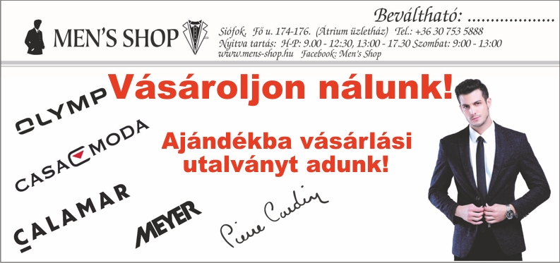 Men's Shop vásárlási utalvány – Vásároljon nálunk, ajándékba vásárlási utalványt adunk